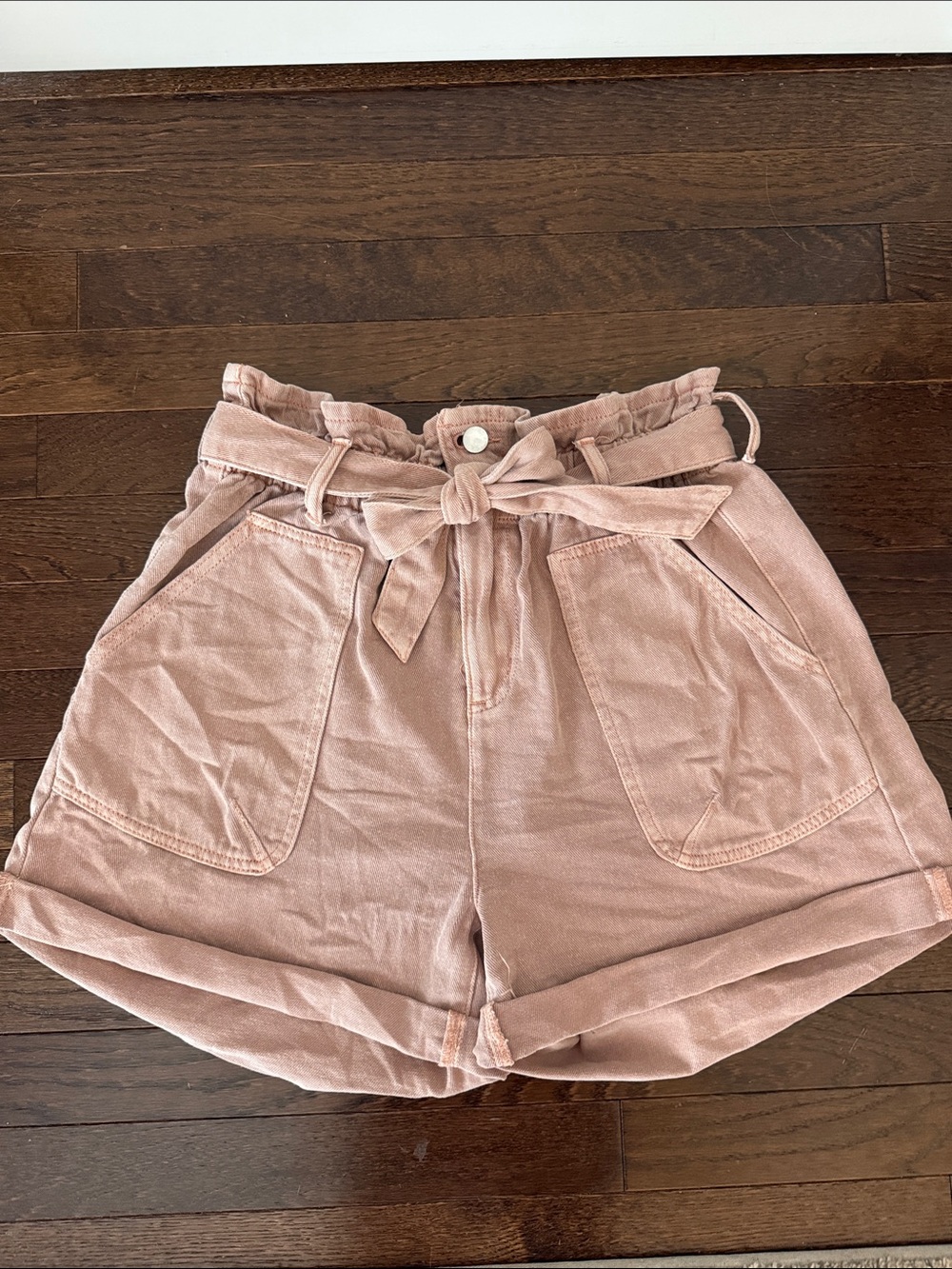 High Waisted Baggy Paper Bag Shorts